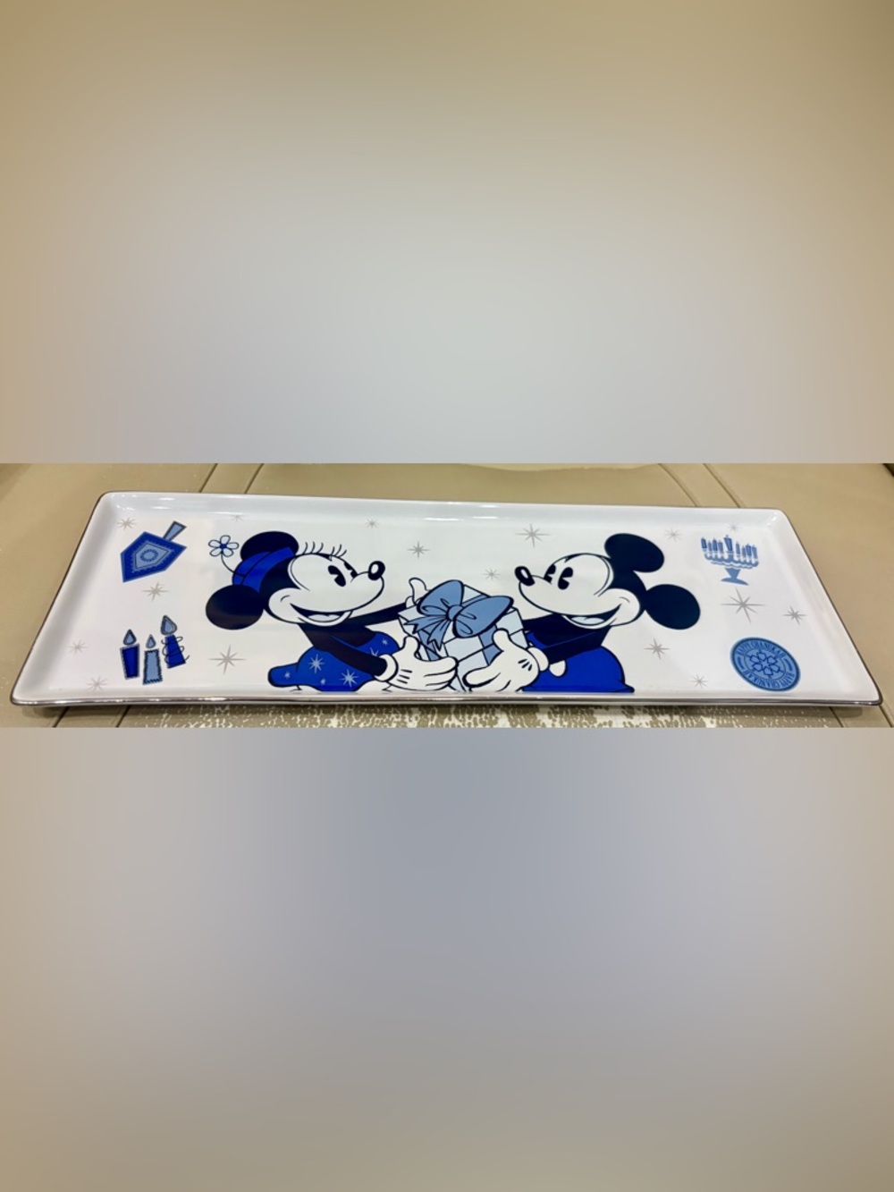 Disney Blue and White Mickey & Minnie Gift Tin- Hannuakah Themed Disney Parks